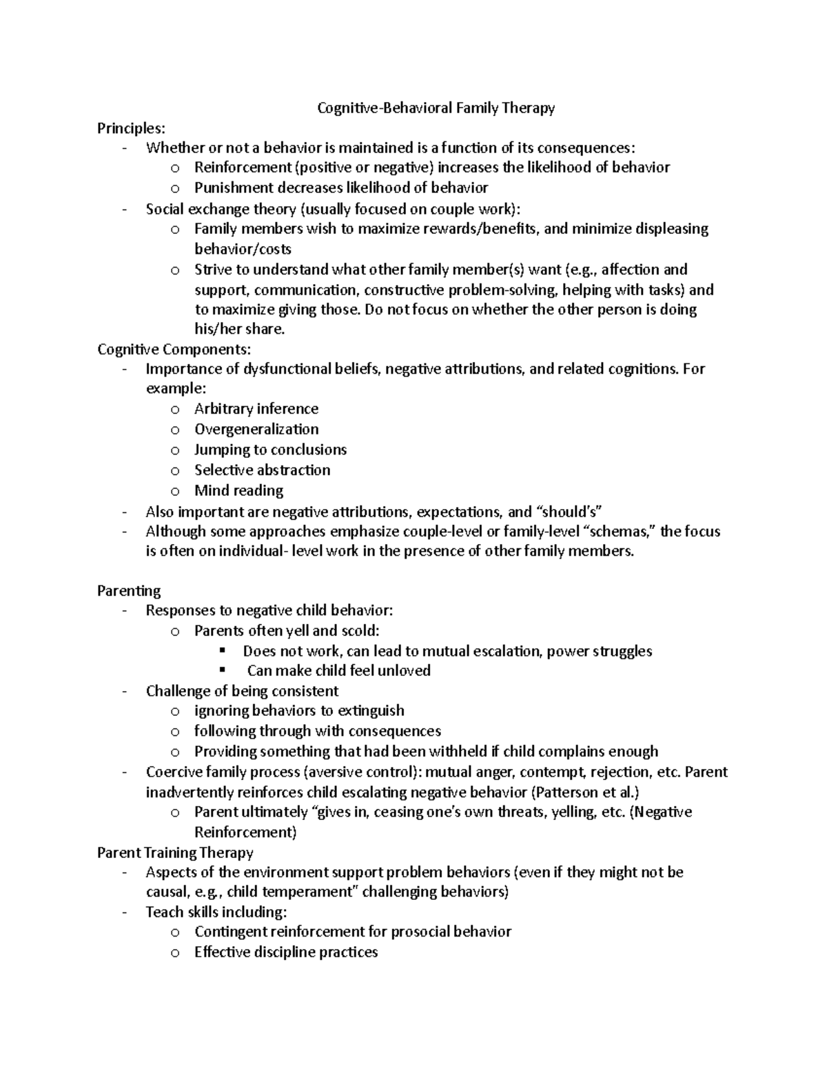 cognitive behavioral family therapy case study