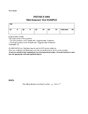 PHYS1001 2021S1 formula sheet-1 - PHYS1001 Semester 1, 2021 Page 1 of 2 ...