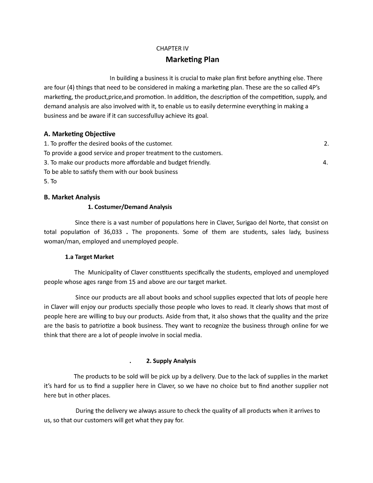 Chapter IV Business PLAN - CHAPTER IV Marketing Plan In Building A ...