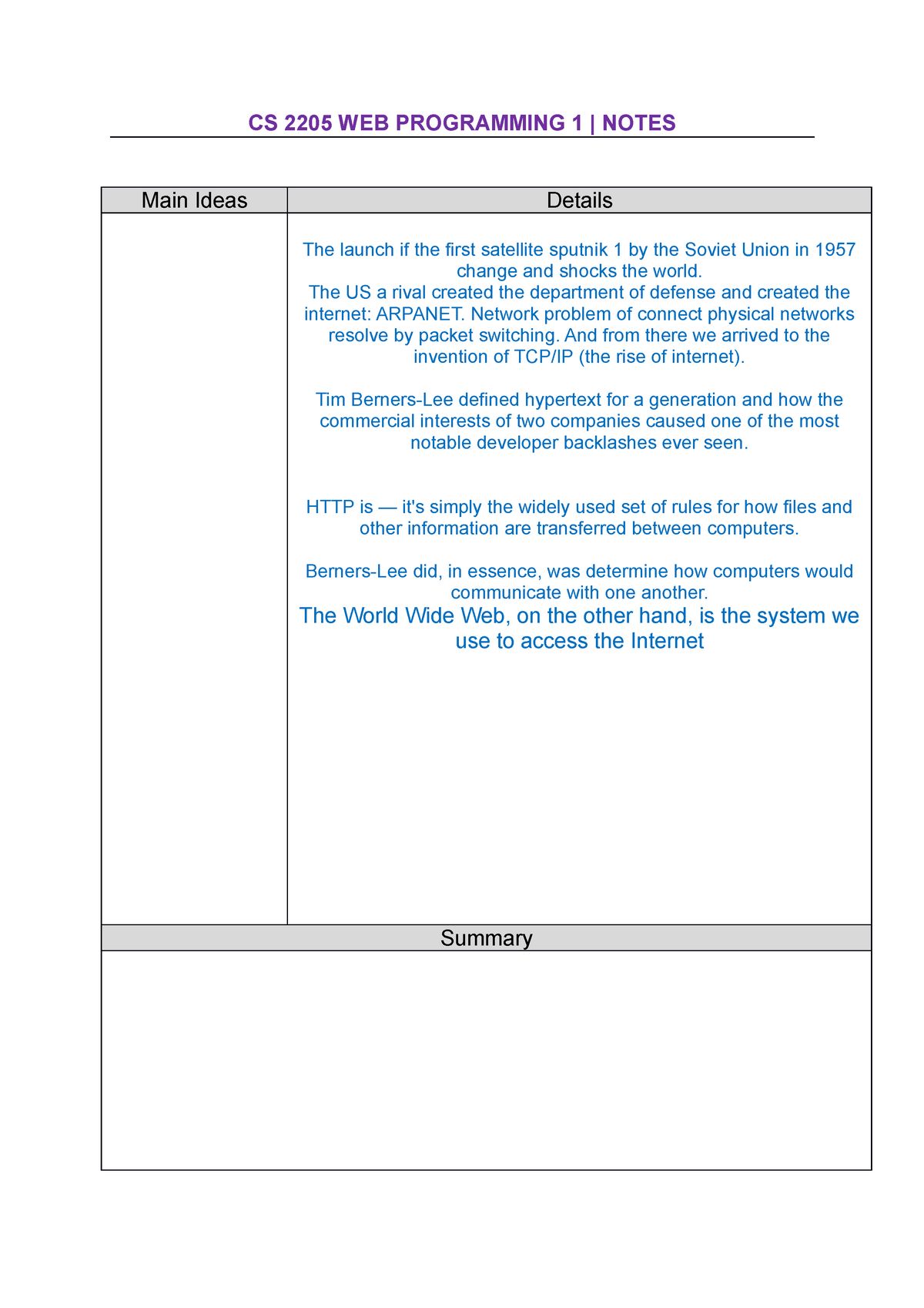 CS 2205 WEB Programming 1 - CS 2205 WEB PROGRAMMING 1 | NOTES Main ...