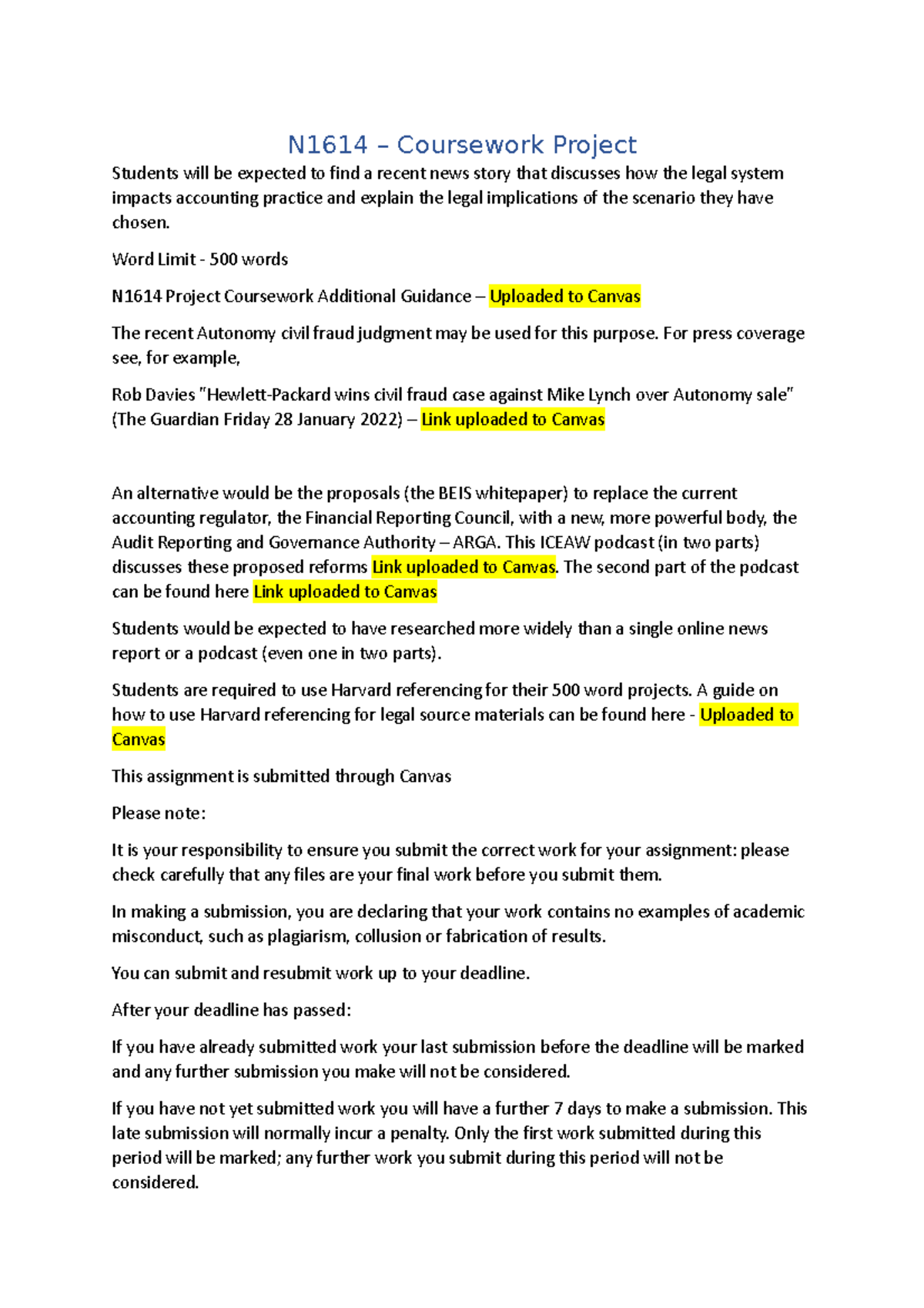 N1614 Coursework Project - 2022 - N1614 – Coursework Project Students ...