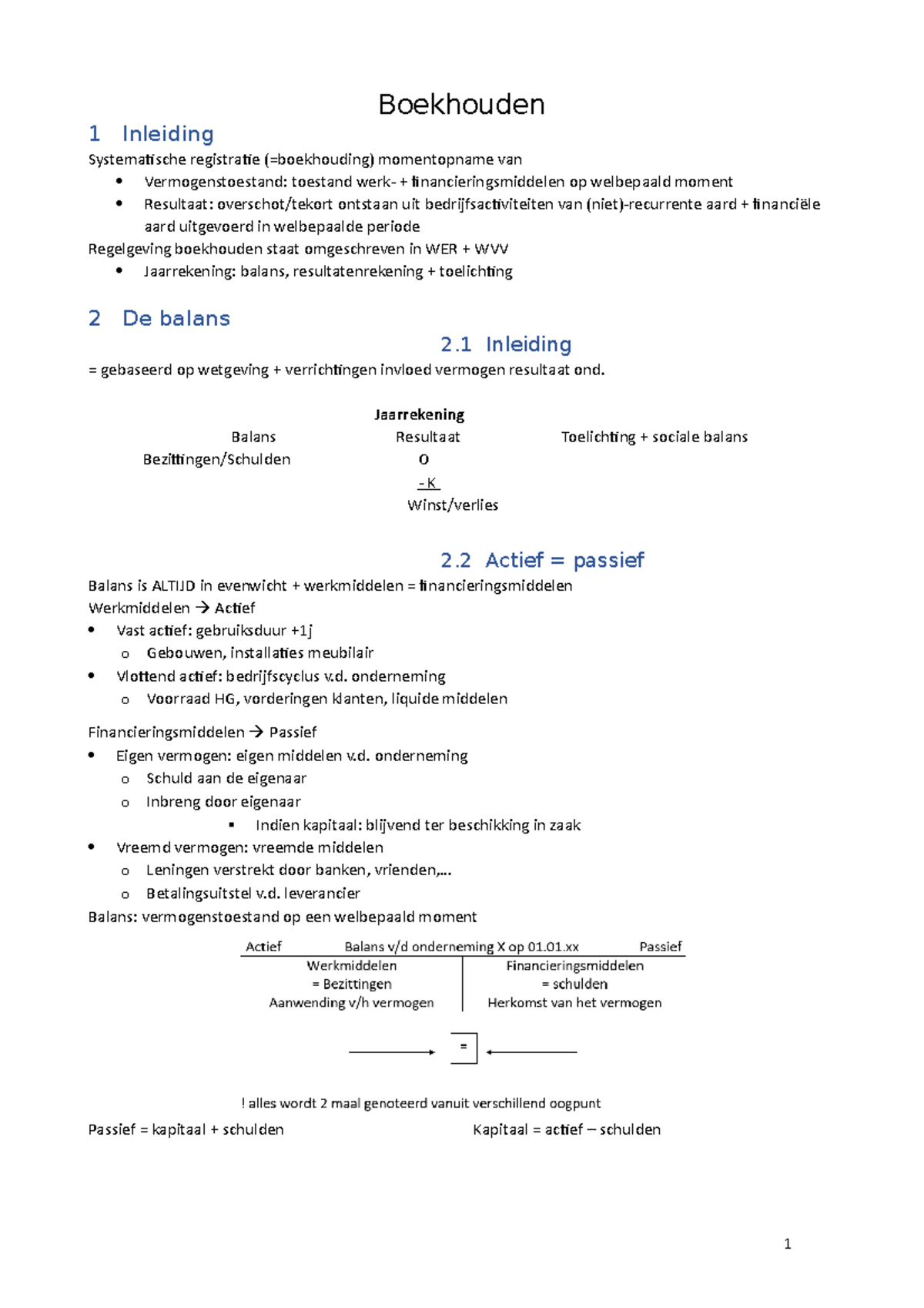 Boekhouden Samenvatting - Boekhouden 1 Inleiding Systematische ...