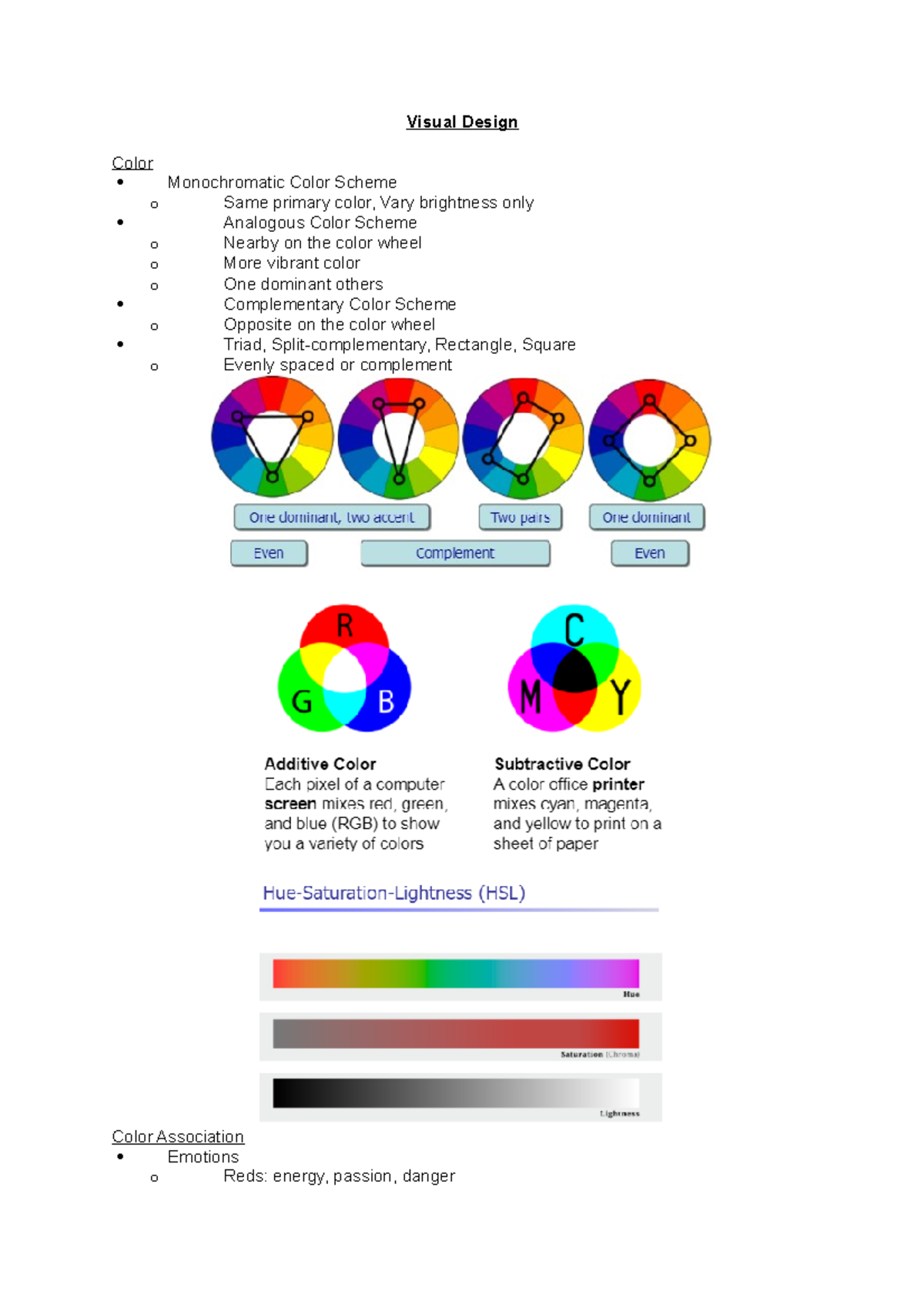 Visual Design - Lecture Notes 8 - Visual Design Color Monochromatic 