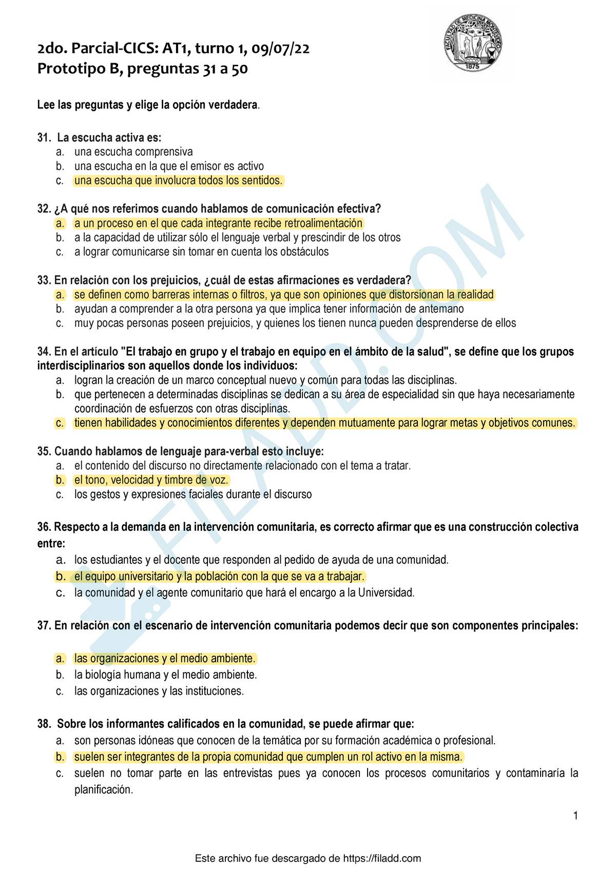 2º Parcial AT I - Prototipo B - 2do. Parcial-CICS: AT1, Turno 1, 09/07 ...