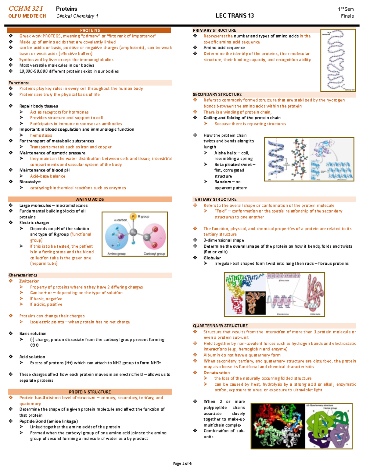 Trans 11 Proteins - vcgjfthreAW - CCHM 321 Proteins 1 st Sem OLFU ...