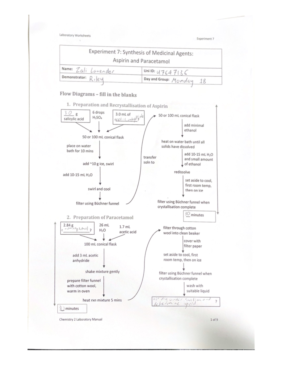 CHEM1201 Experiment 7 Lab report CHEM1201 Studocu