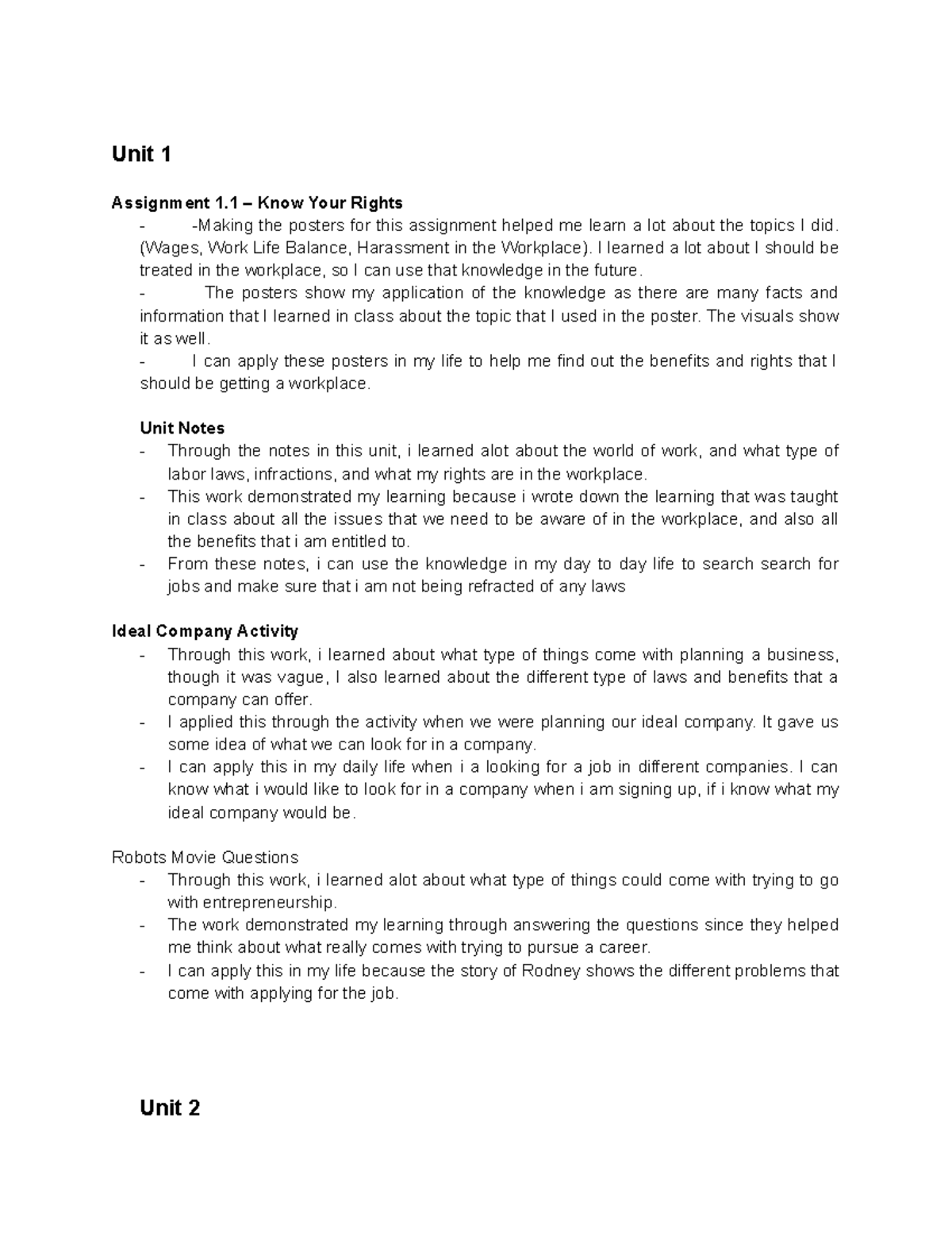Part 3 - Notes - Unit 1 Assignment 1 – Know Your Rights -Making the ...