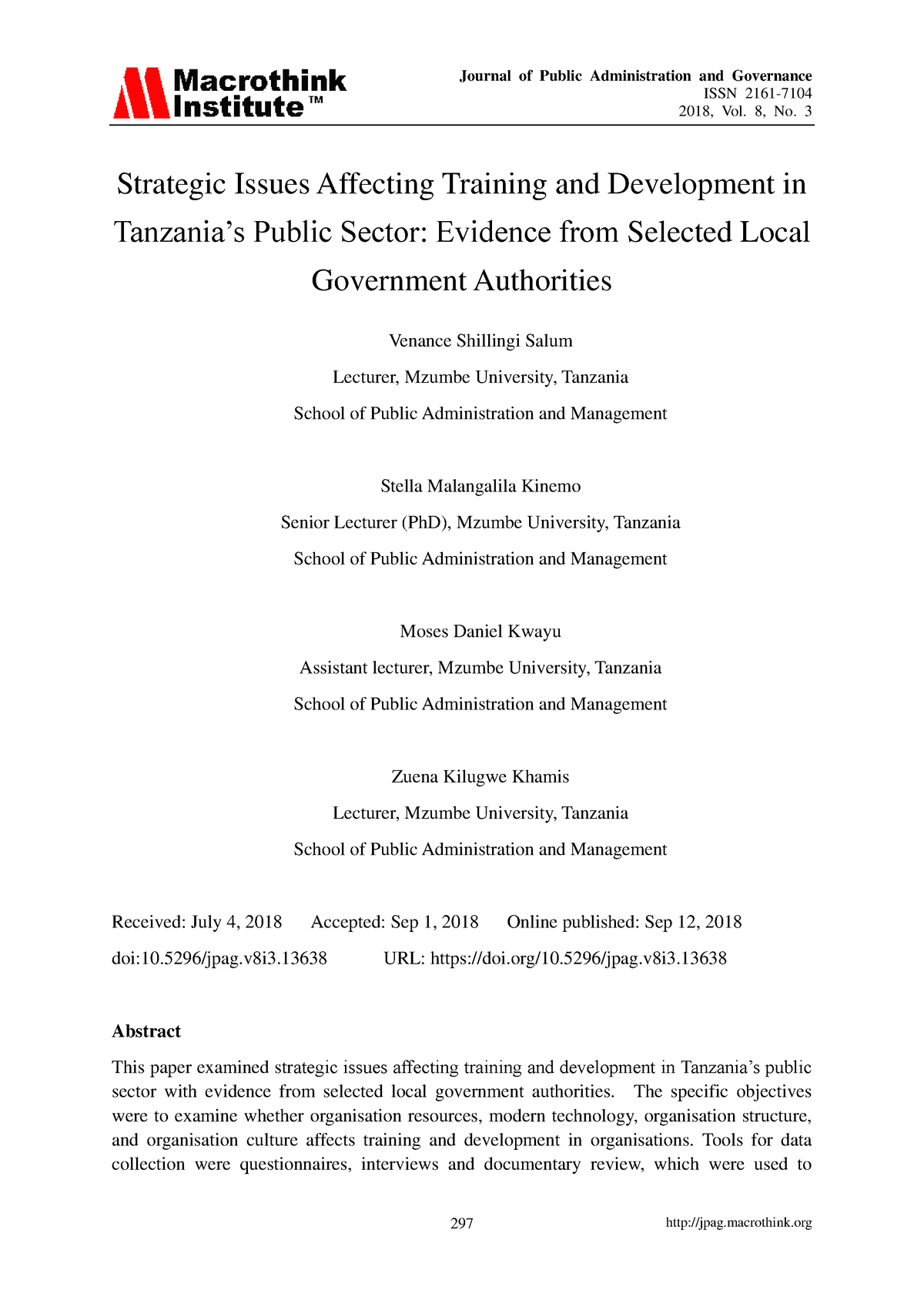 Strategic Issues Affecting Training and Developmen - ISSN 2161- 2018 ...