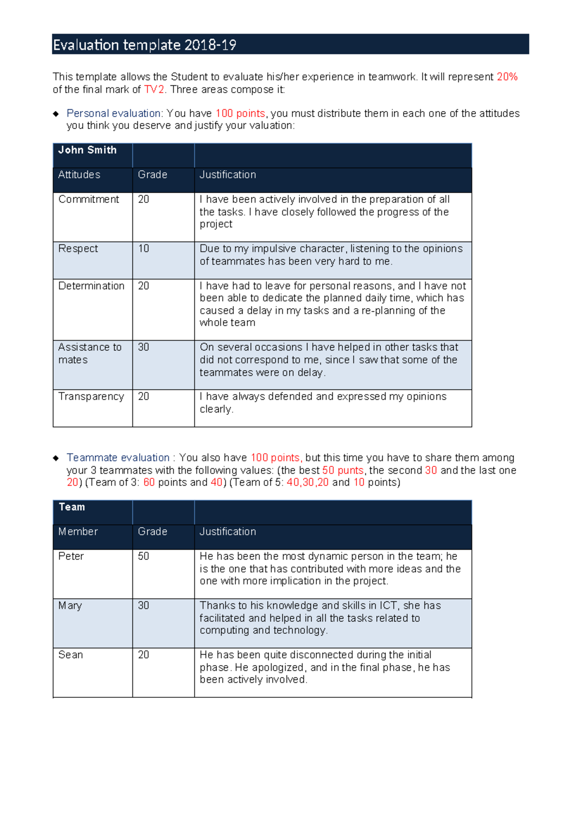 Evaluation Template Example - Evaluation template 2018- This template ...