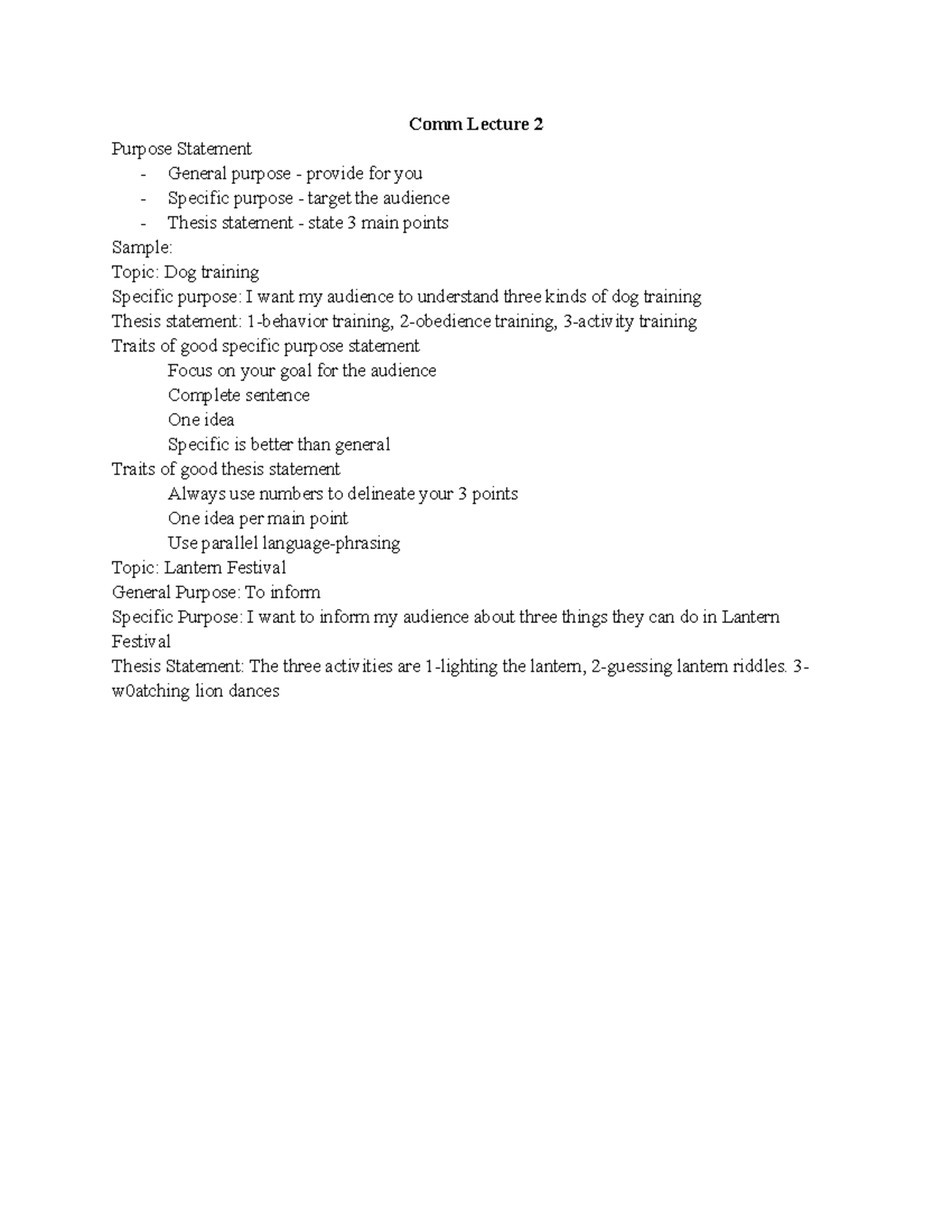 COMM 1101 Lecture 2 - Chapter 2 Notes - Comm Lecture 2 Purpose ...