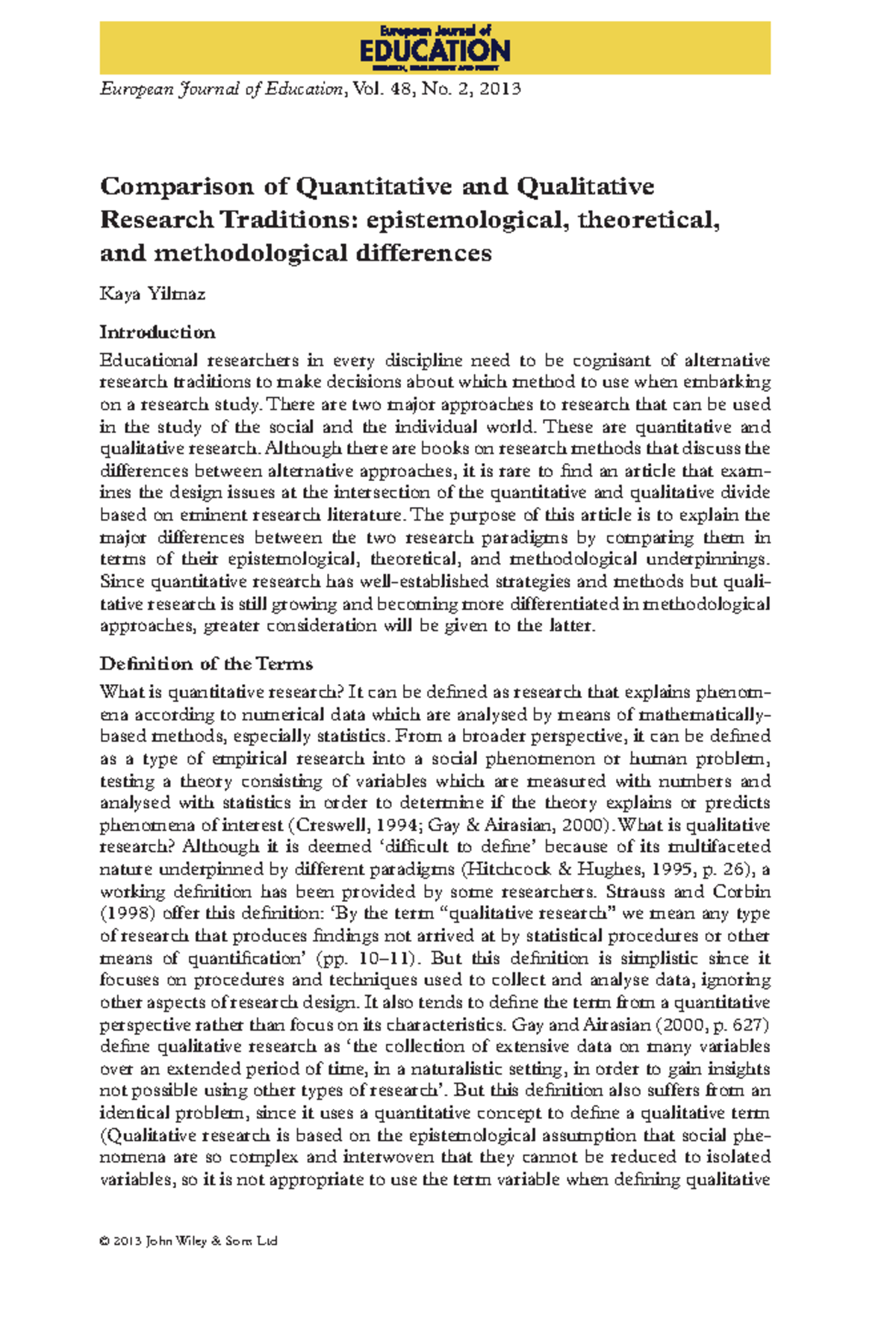 Comparison of Quantitative and Qualitati - Comparison of Quantitative ...
