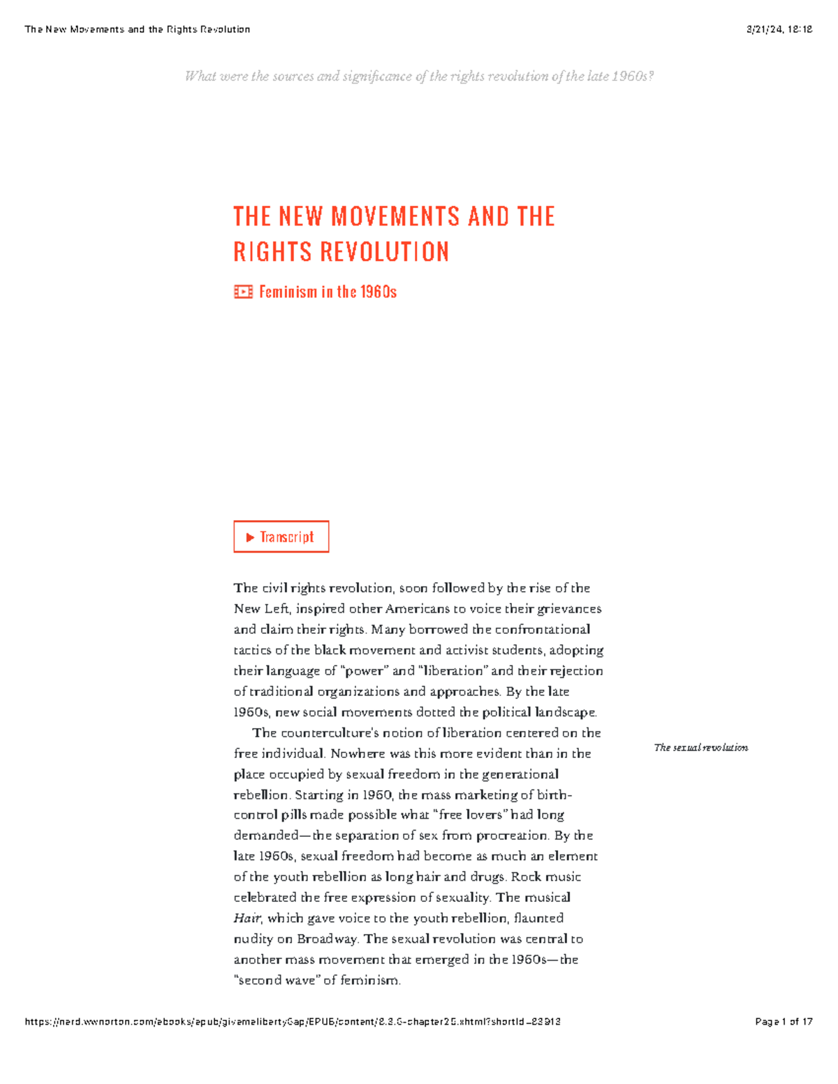 The New Movements and the Rights Revolution - The sexual revolution T H ...