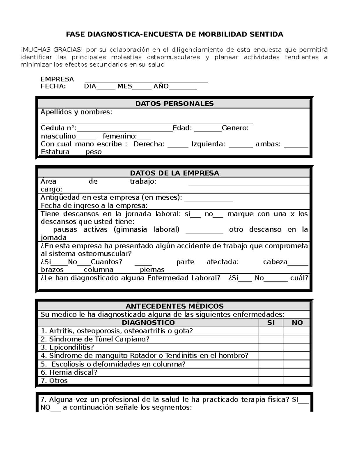 Encuesta Morbilidad Sentida - FASE DIAGNOSTICA-ENCUESTA DE MORBILIDAD ...