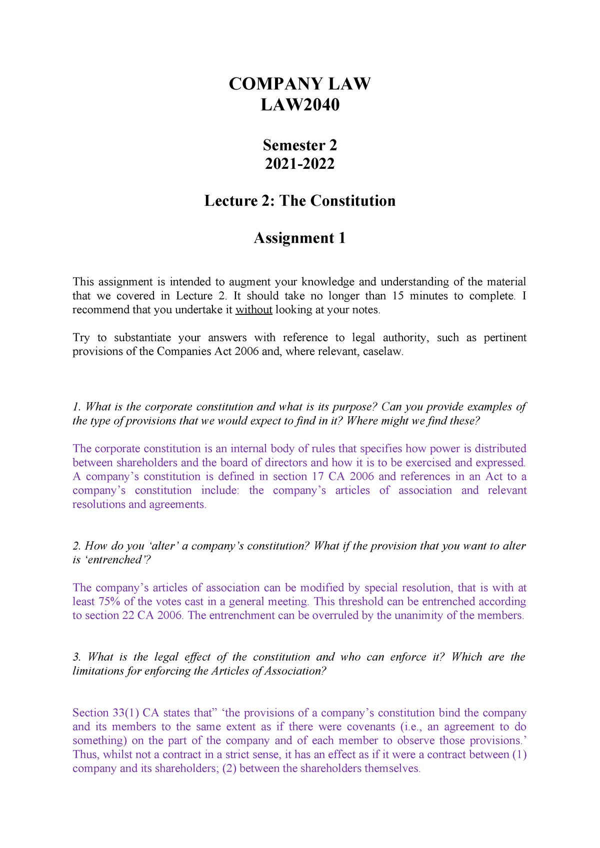 assignment company law