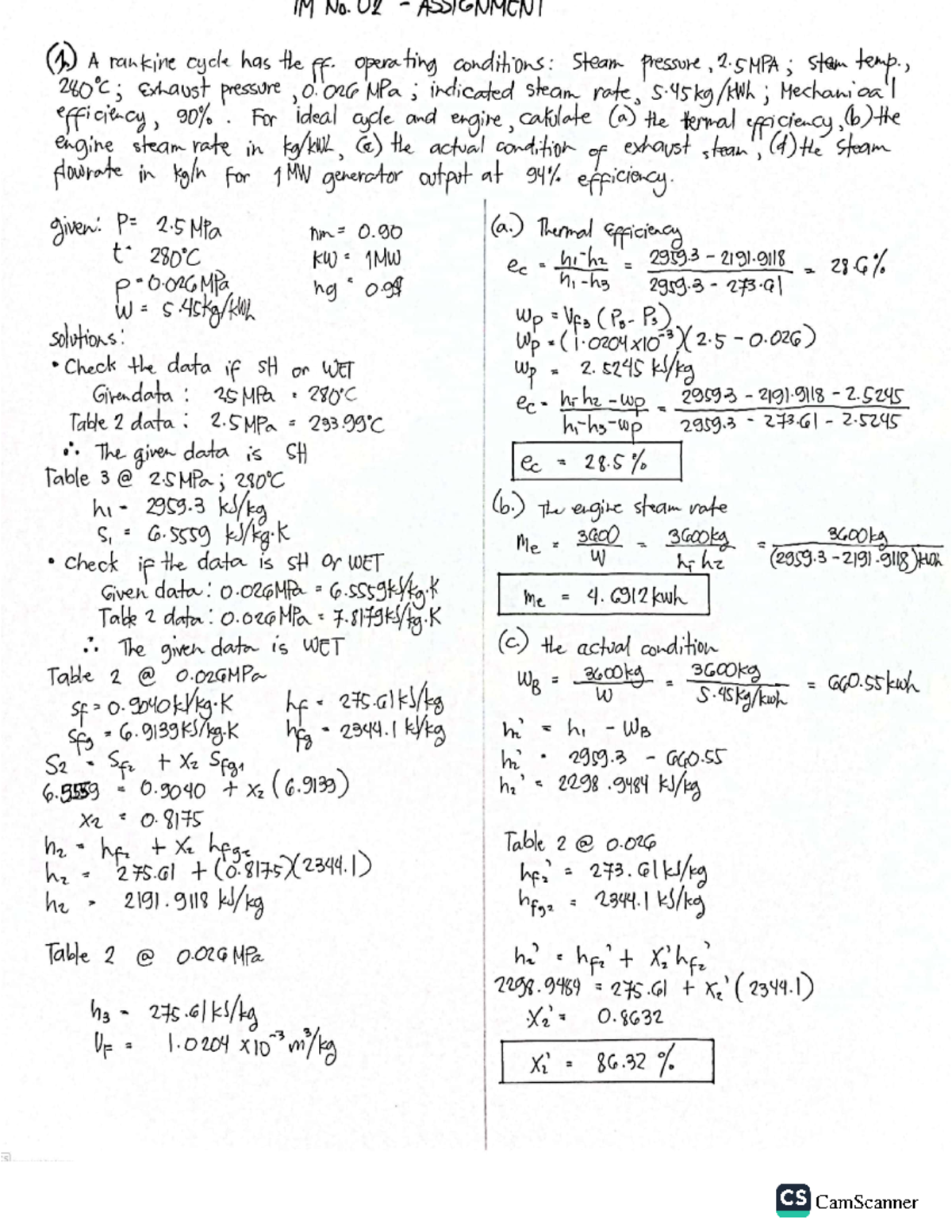 Thermodynamics 2 - Ass#02 - Mechanical Engineering - Studocu