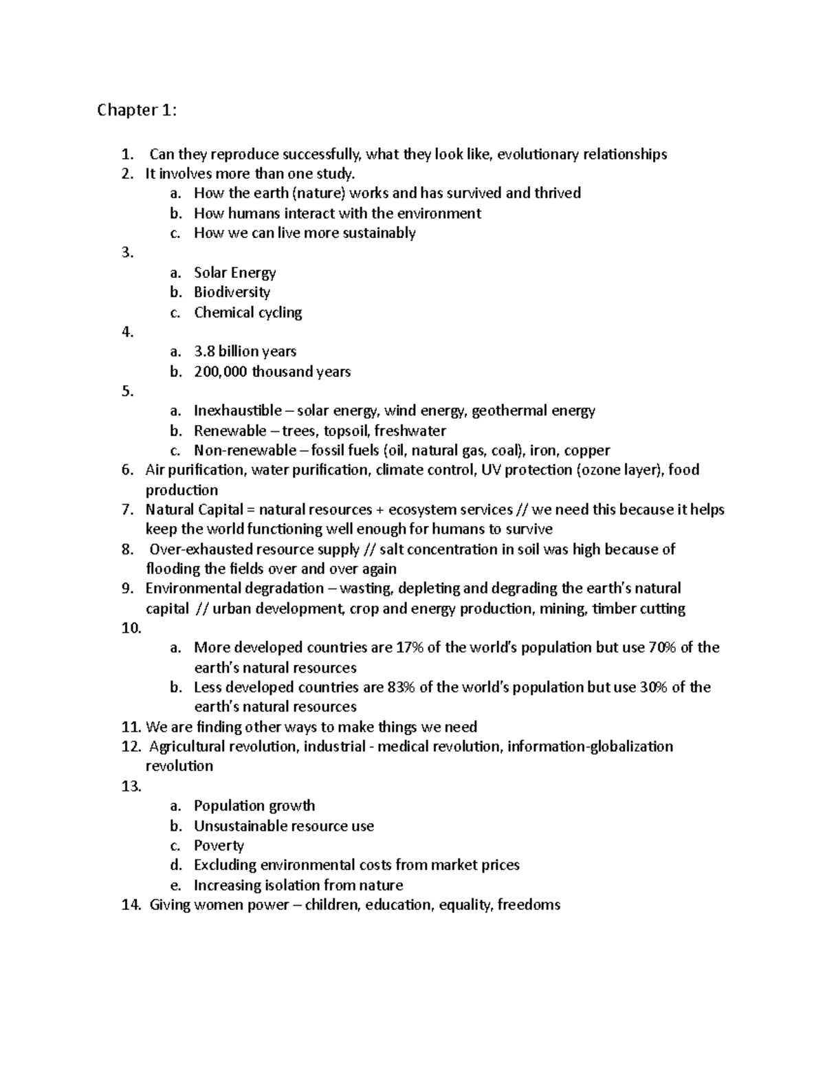 Exam 1 Study Guide - Chapter 1: Can they reproduce successfully, what ...