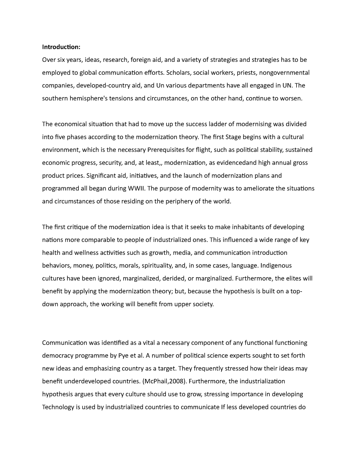 408reaction paper 1 - x assignments - Introduction: Over six years ...