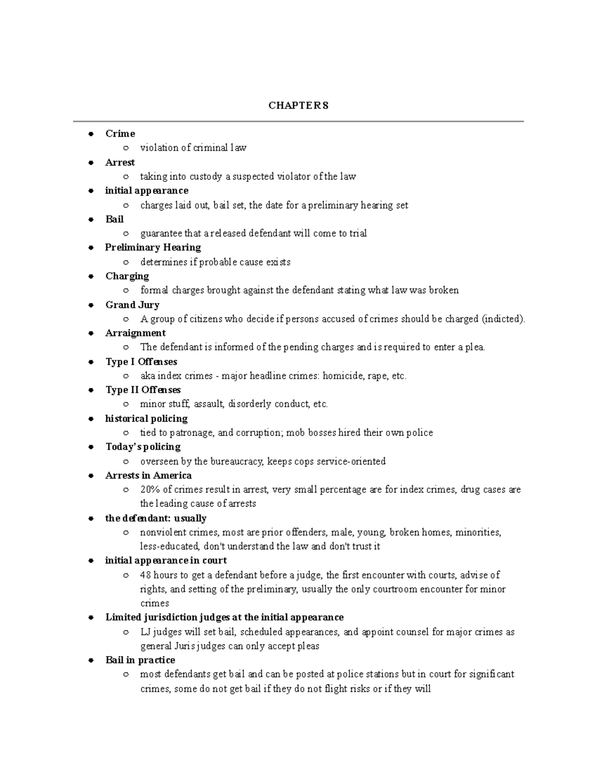 Judicial Process Chapters 8 and 9 - CHAPTER 8 Crime violation of ...