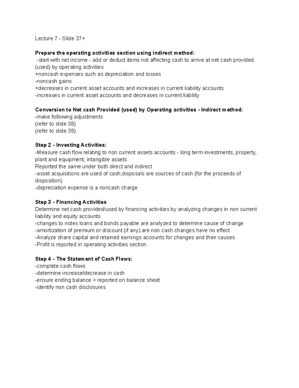 Accouting Notes - Lecture 7 - Slide 37+ Prepare the operating ...