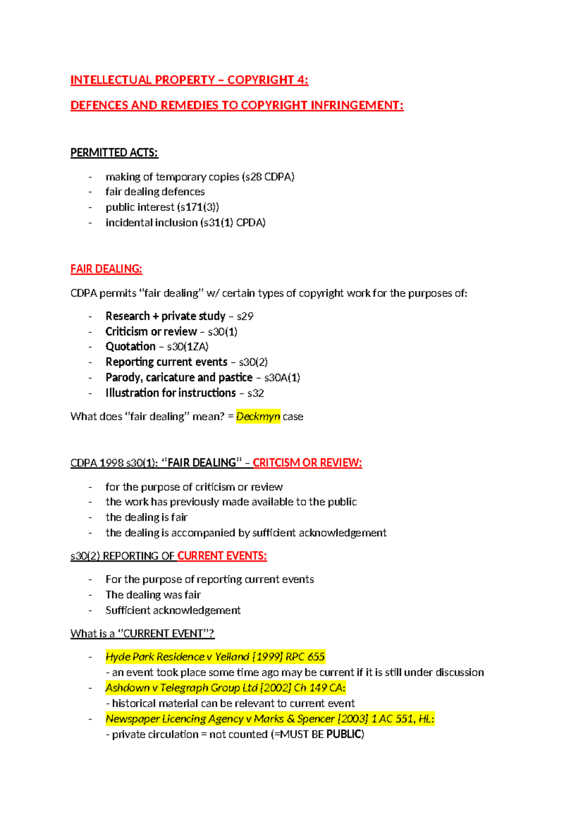 9 - copyright 4 - INTELLECTUAL PROPERTY – COPYRIGHT 4: DEFENCES AND ...
