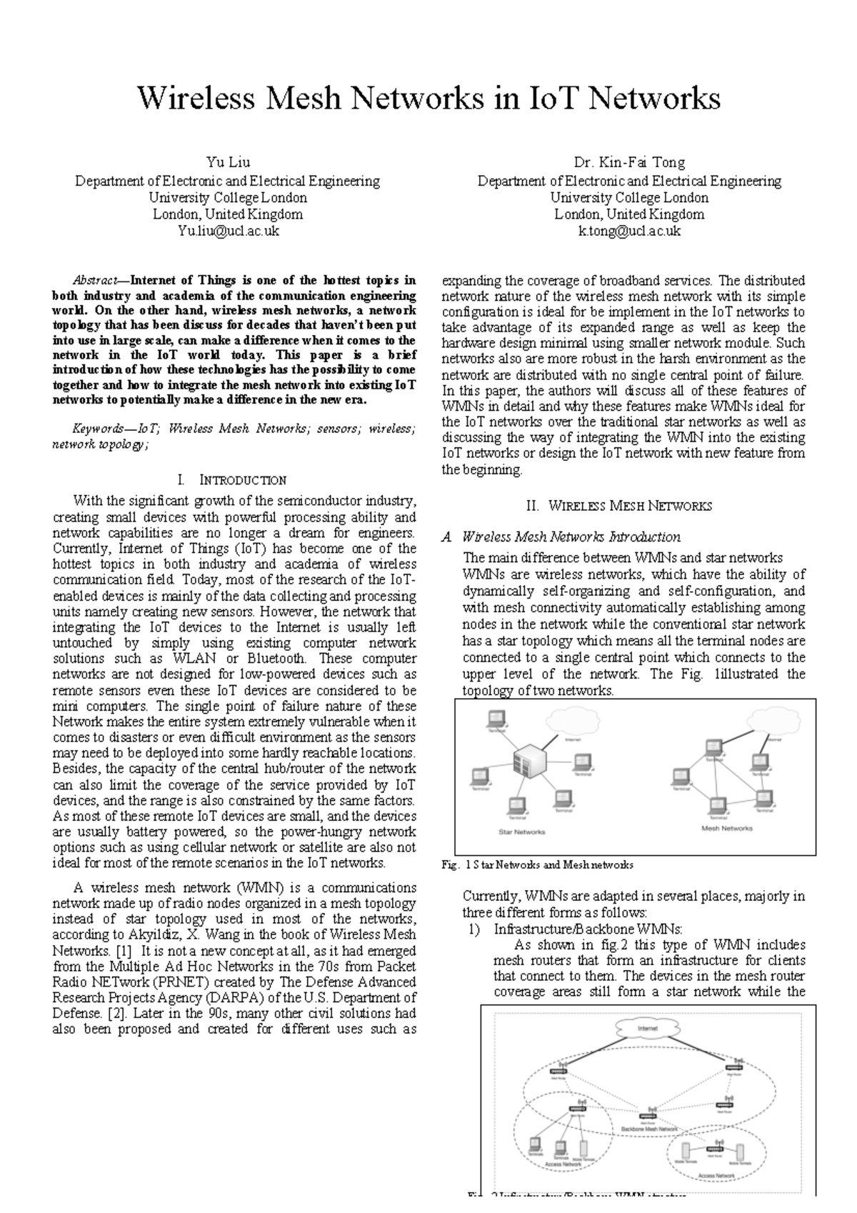 Paper 6 - Wireless Mesh Networks in IoT Networks Yu Liu Department of ...