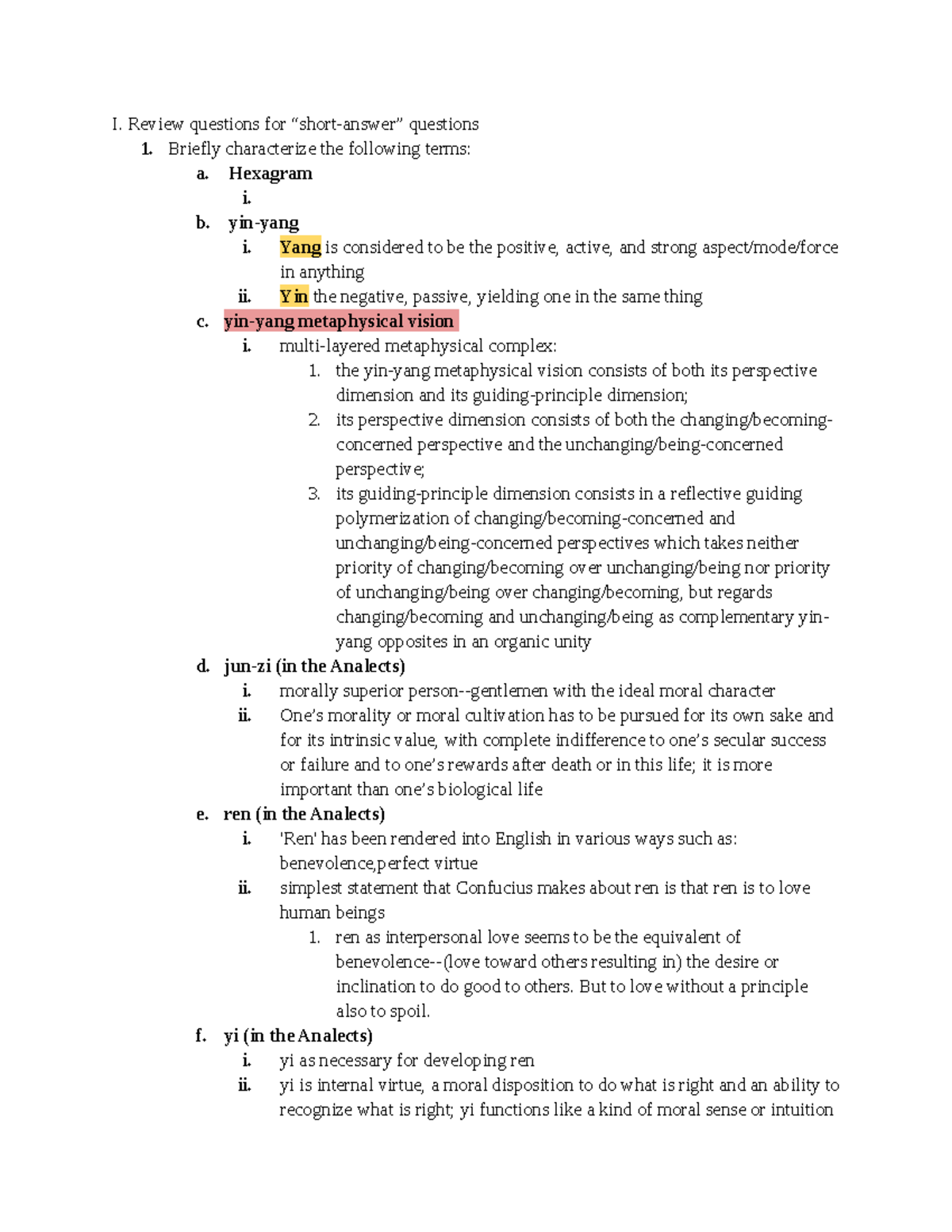 Midterm Study Guide - I. Review Questions For “short-answer” Questions ...