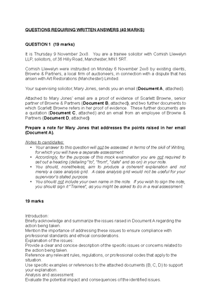 Dispute R Exam 2 - Documents A to G form the Advance Reading FACTS ...