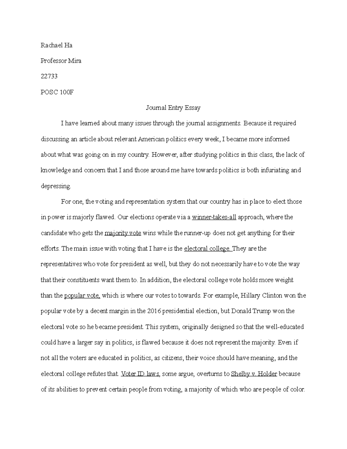 journal entry essay ideas