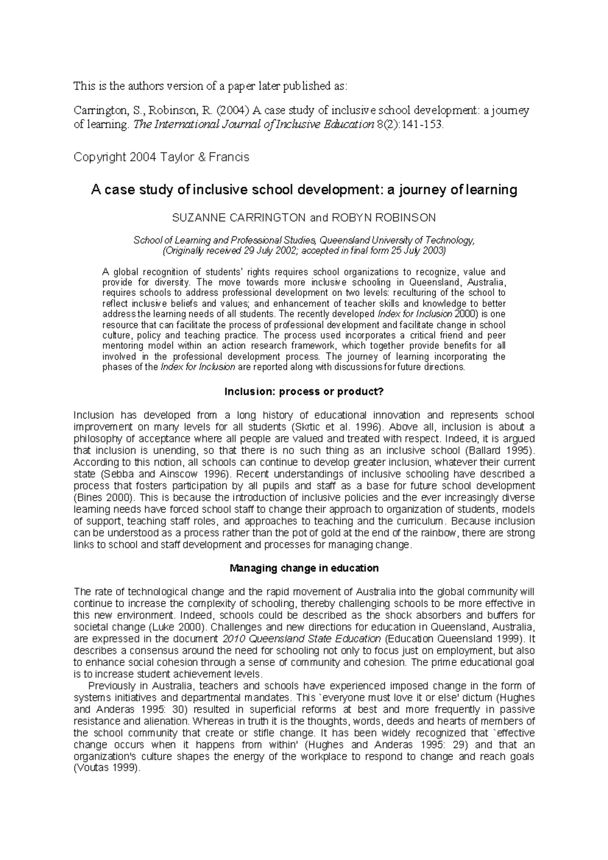 A case study of inclusive school development - a journey of learning ...