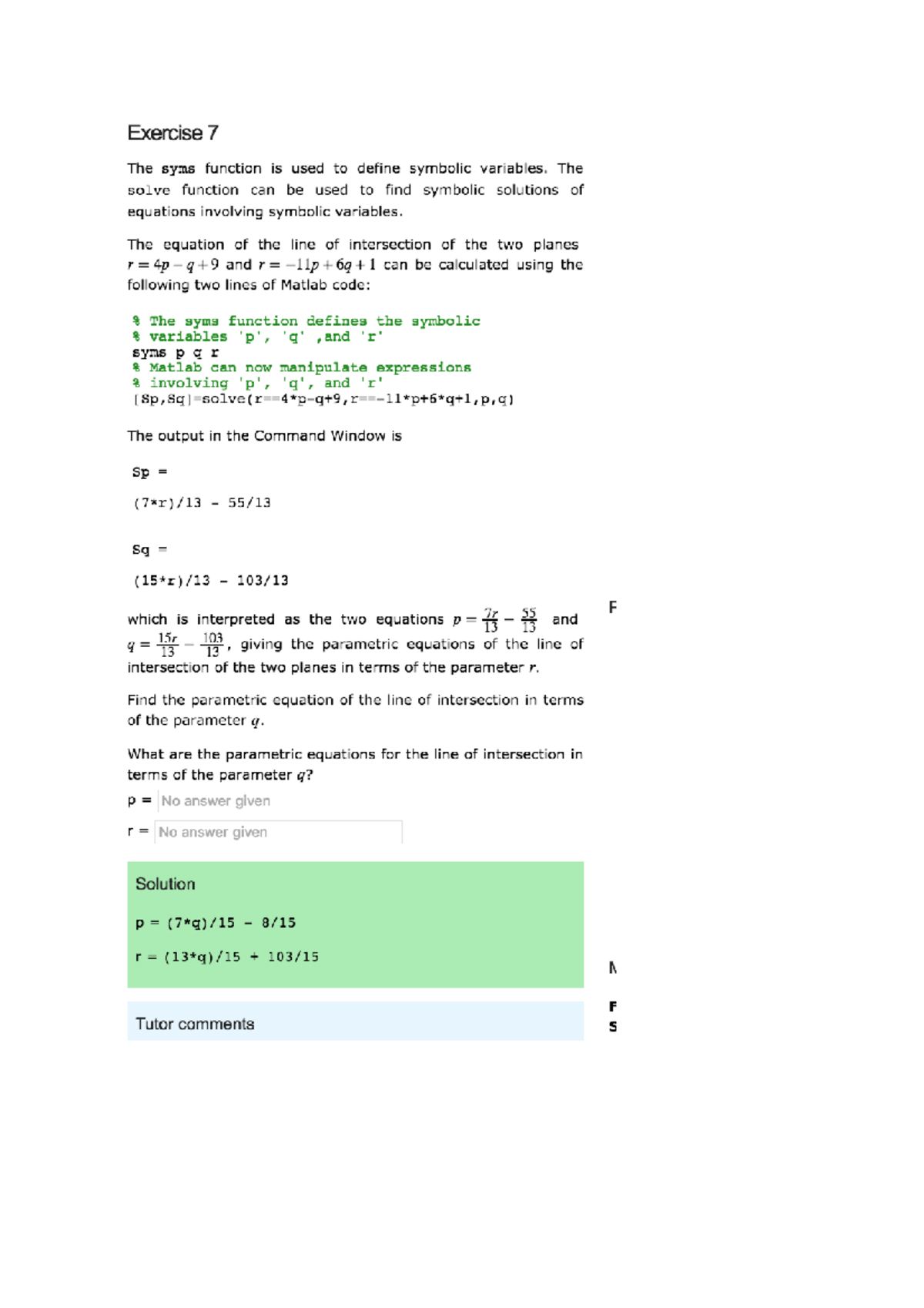 M2 MATLAB ANSWERS MATH1052 Studocu