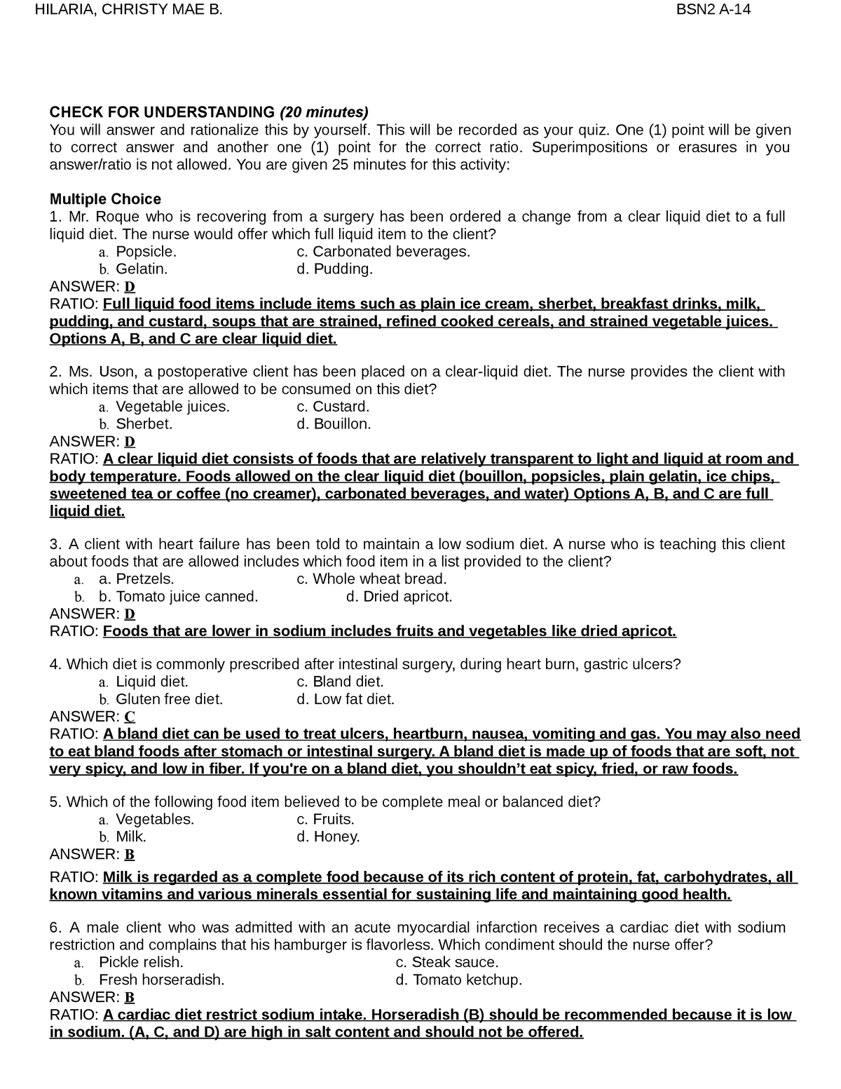 Hilaria SAS 11 ( Laboratory) Nutri - HILARIA, CHRISTY MAE B. BSN2 A ...