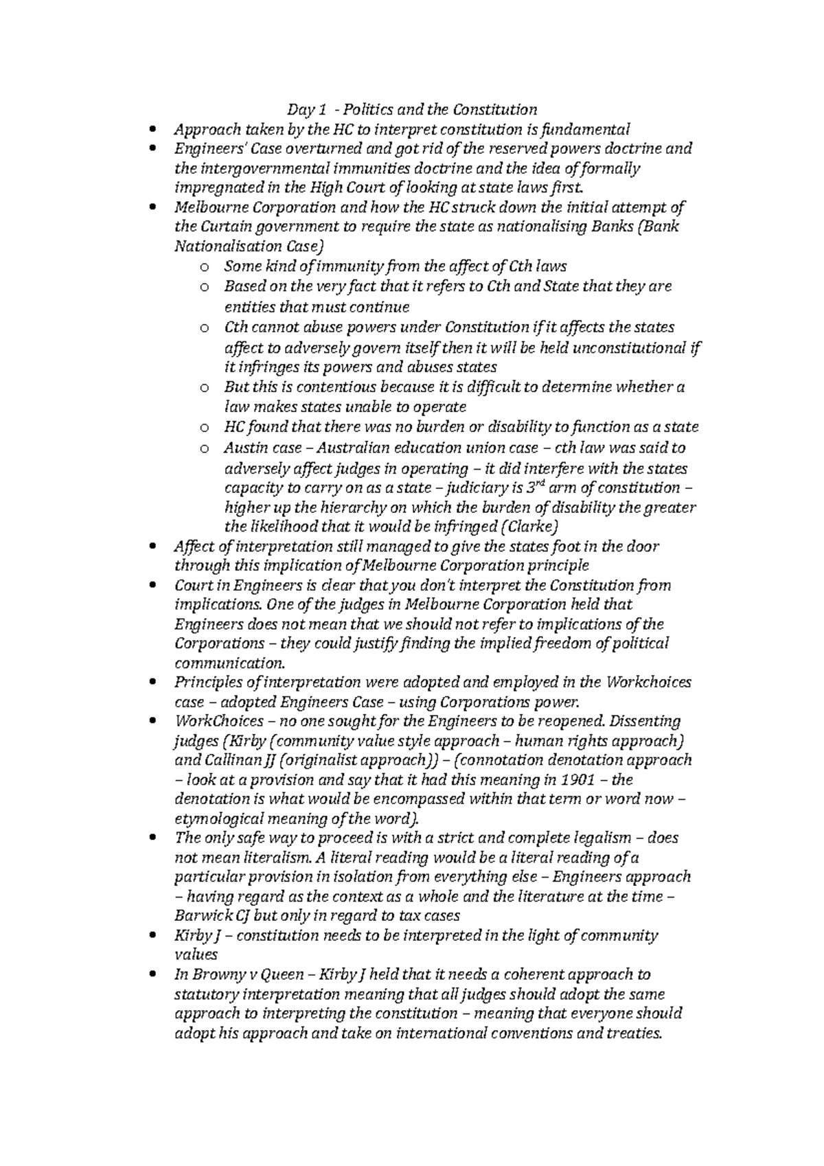 Politics and the Constitution - Tutorial work - Day 2 - Day 1 ...