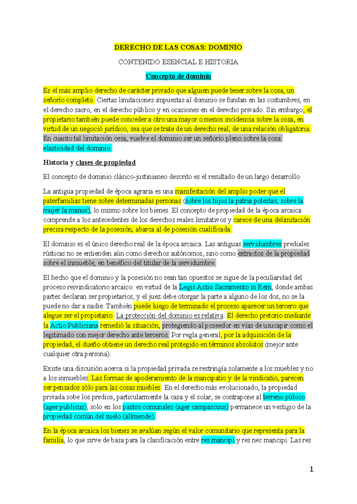 Resumen textos de romano - DERECHO DE LAS COSAS: DOMINIO CONTENIDO ...