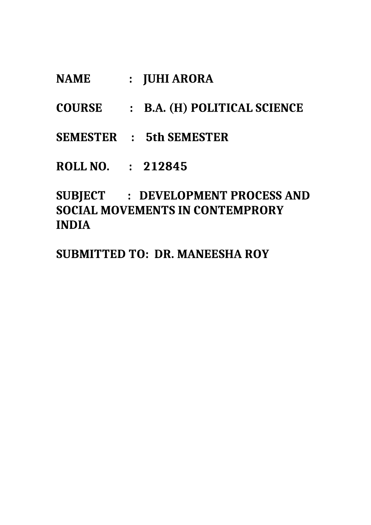 Juhi arora-212845-social movements in india assignment 2 - NAME : JUHI ...