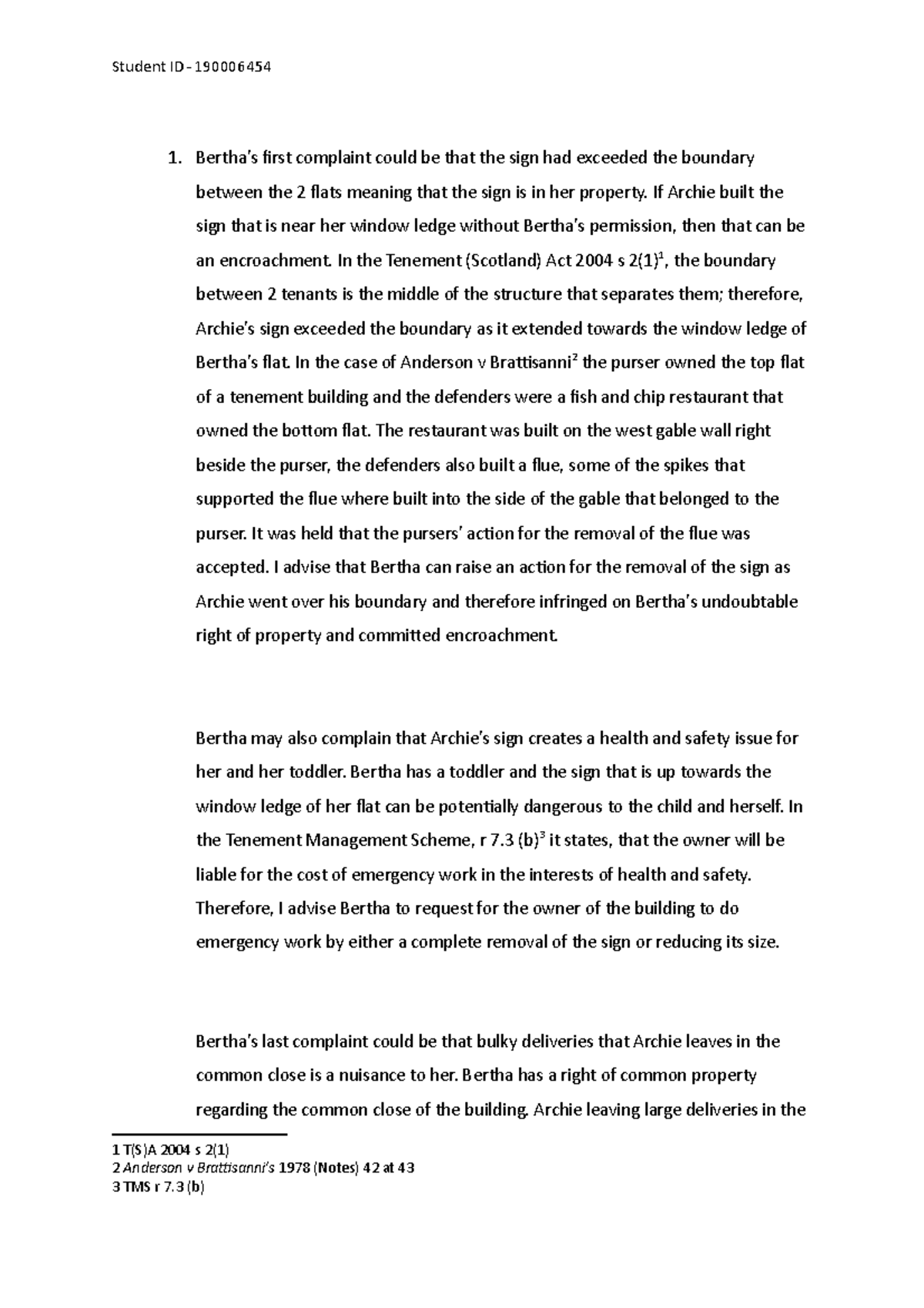 Scots Property Law Assignment - Student ID- 190006454 Bertha’s first ...