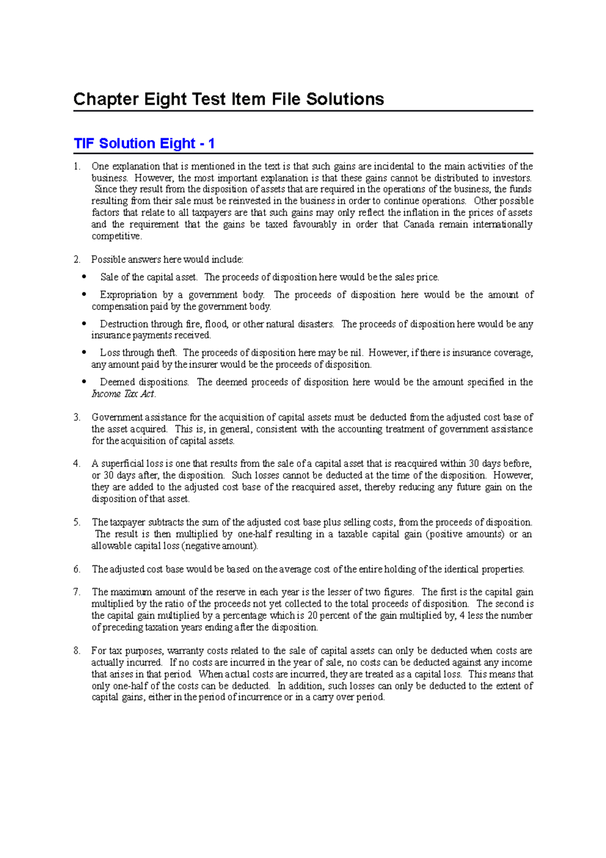 Chapter Eight Test 1-2 - Chapter Eight Test Item File Solutions TIF ...