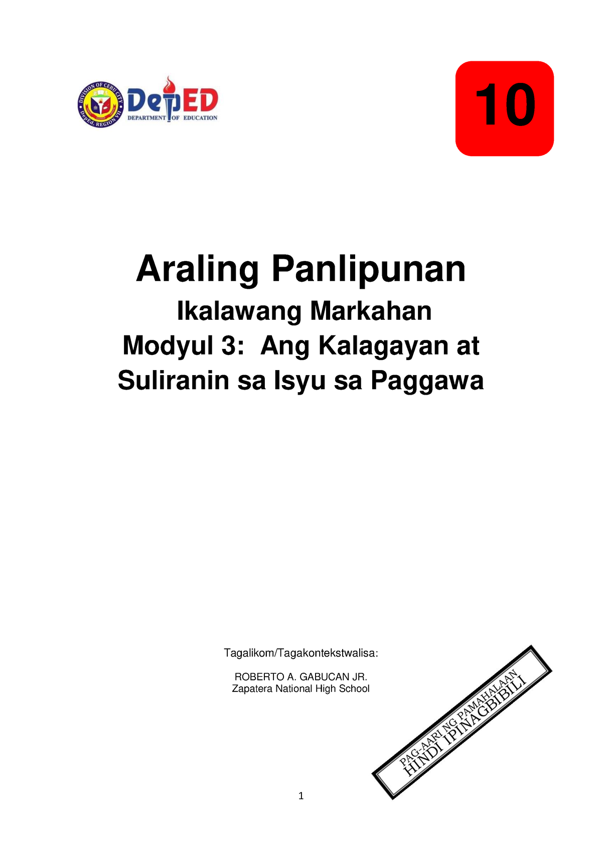 3 Q2 AP - Modyul 3 Sa Araling Panlipunan 10 Ikalawang Markahan ...