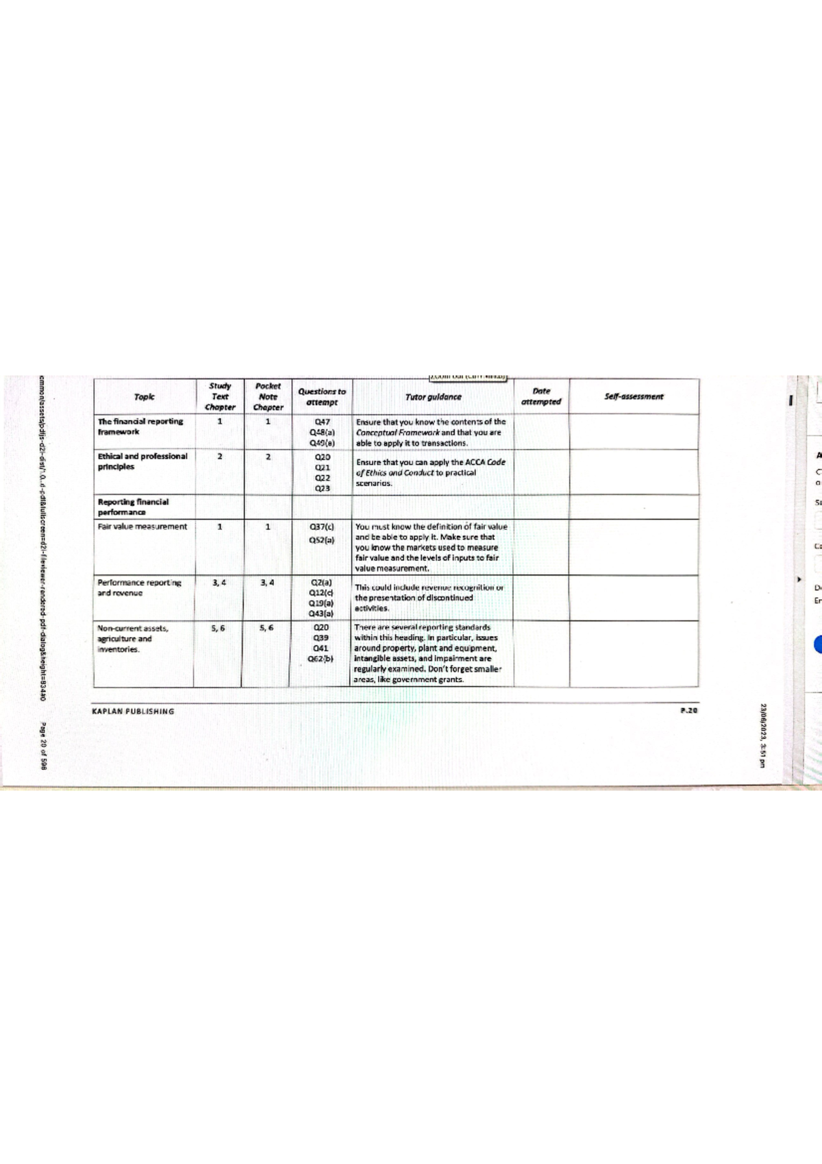 Revision Plan Kaplan - Studocu