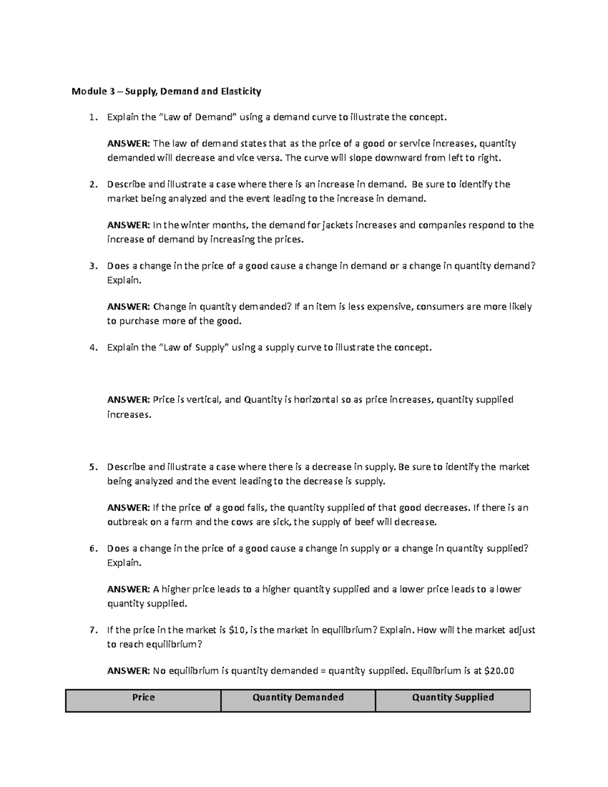 D089 MOD 3 And 4 - Modules 3-4 Questions - Module 3 – Supply, Demand ...