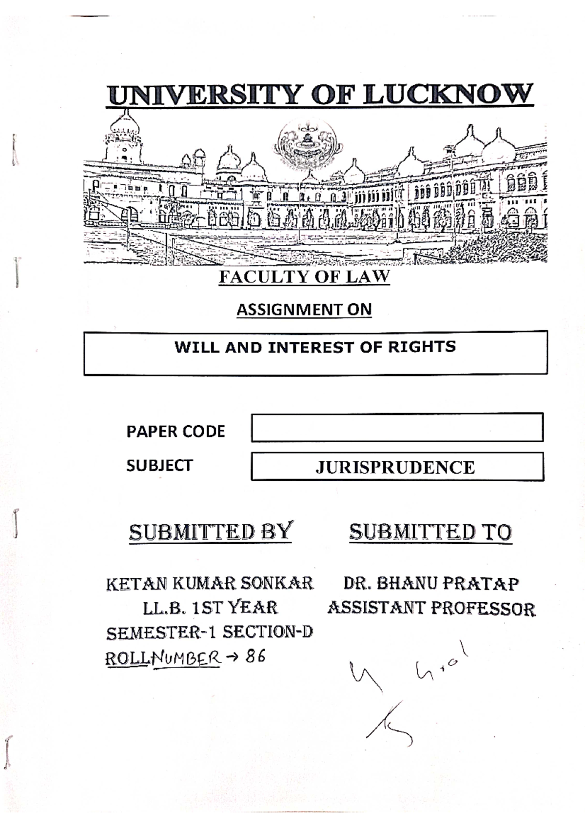 Sample assignment jurisprudence - Llb(Hons) - Studocu