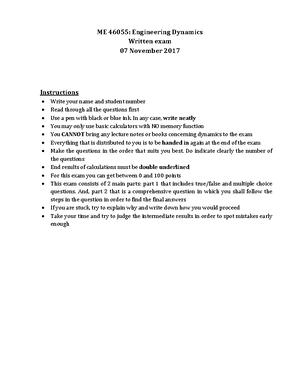 Engineering Dynamics Cheat Sheet Studeersnel Engineering Dynamics Cheat Sheet Studeersnel
