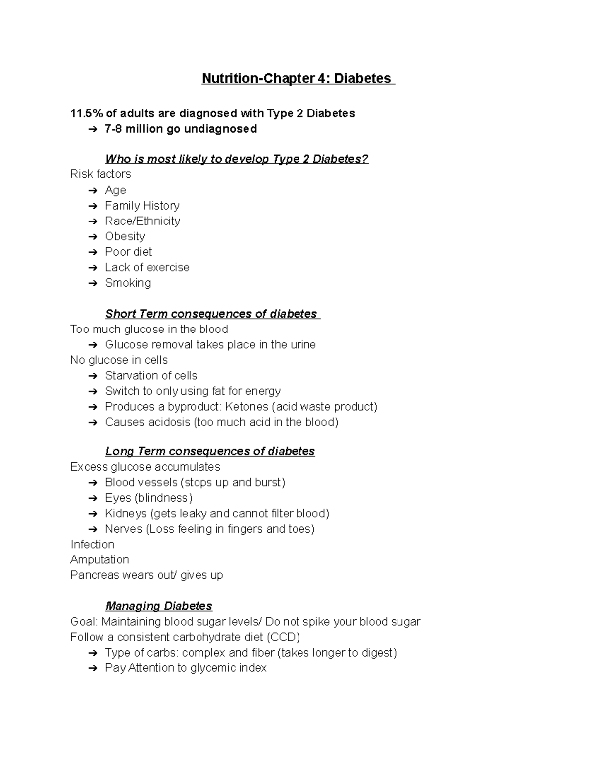 Nutrition Chapter 4 Part 2 - Nutrition-Chapter 4: Diabetes 11% of ...