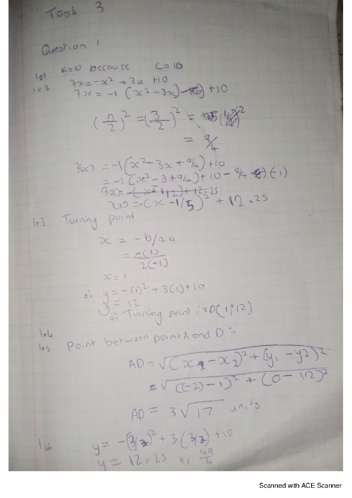 Maths task 3 - Task 3 answers - Scanned with ACE Scanner Scanned with ...