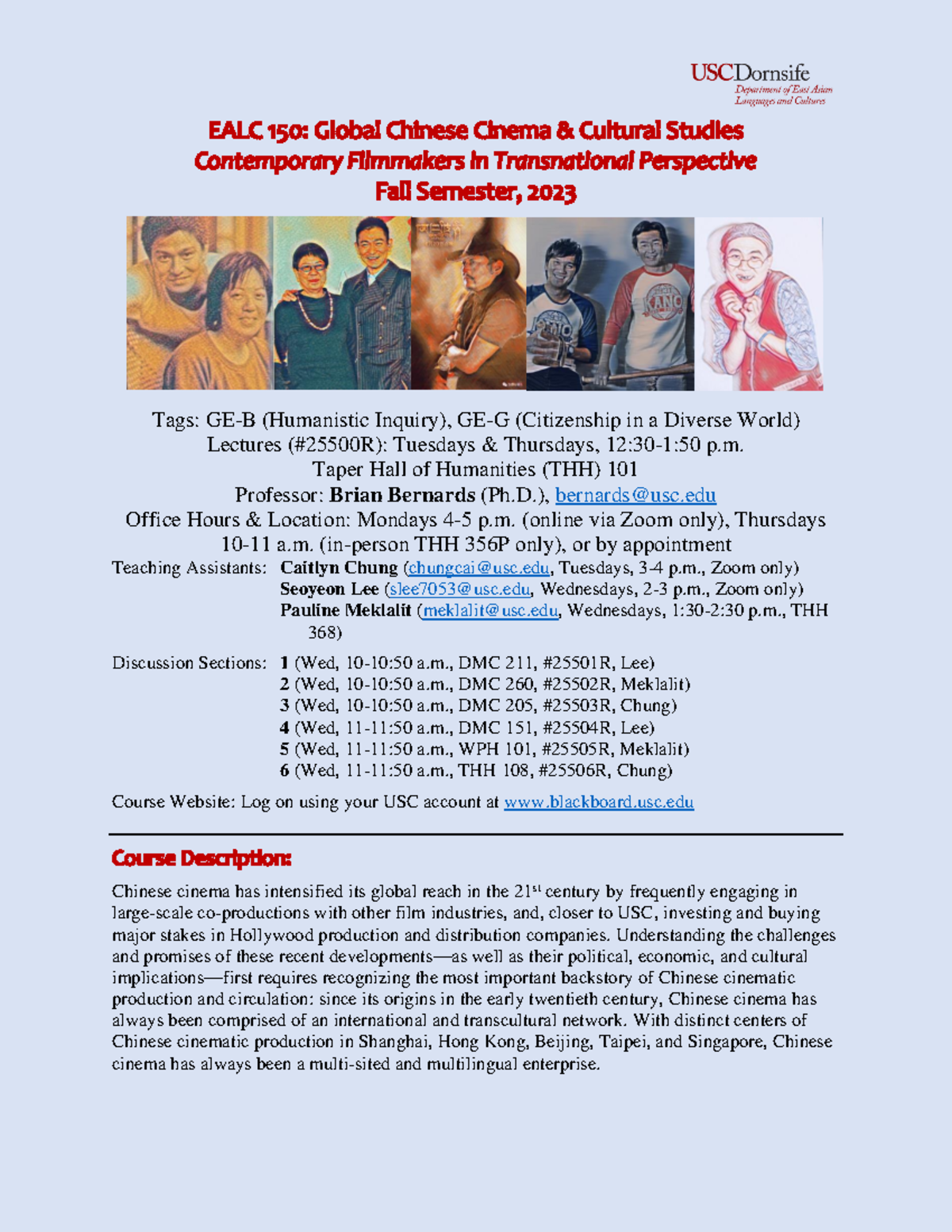 Ealc 150 Syllabus Fall 2023 - Tags: GE-B (Humanistic Inquiry), GE-G ...