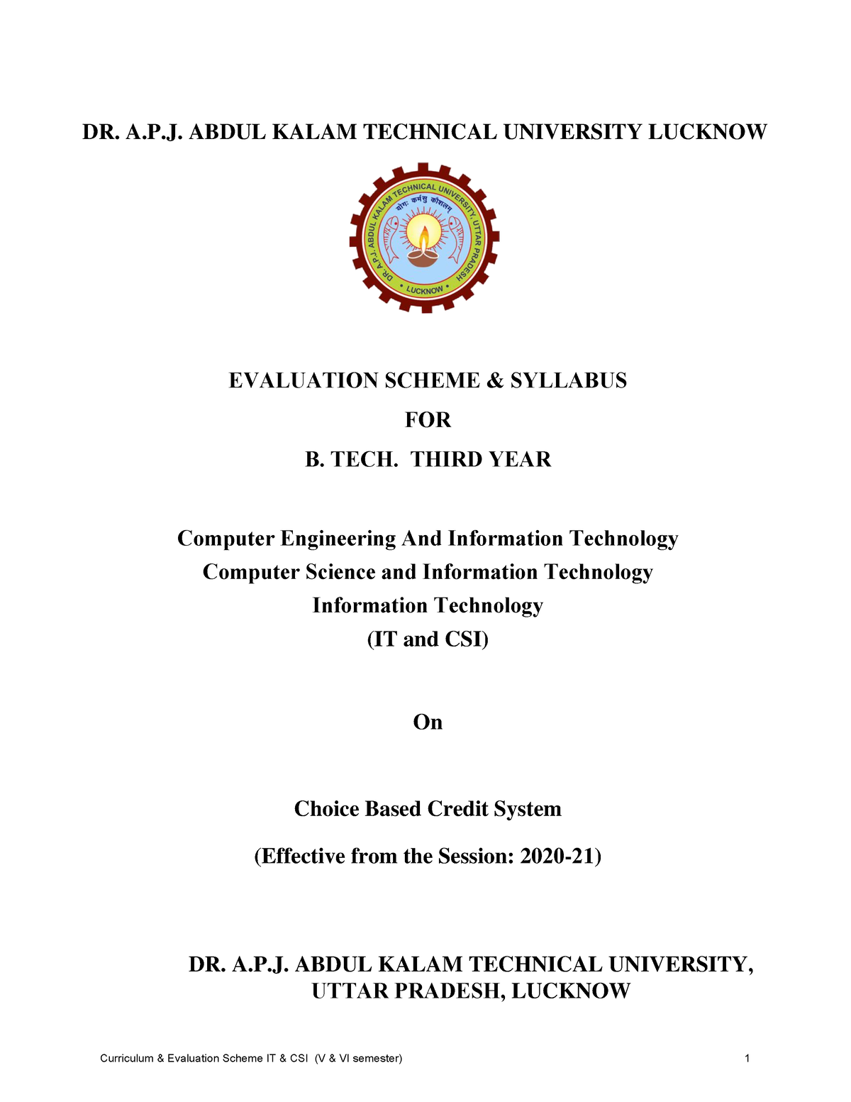 B.Tech IT And CSIT Syllabus Of 3rd Year 12 Oct 20rrg - DR. A.P. ABDUL ...