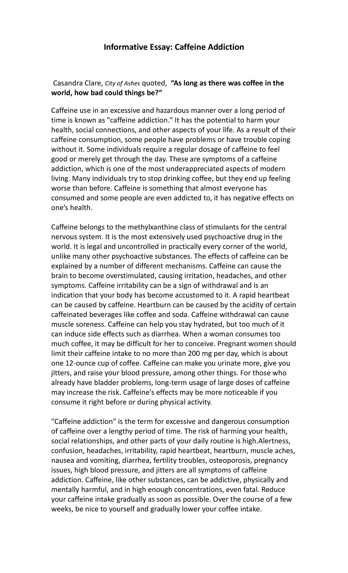 informative essay about caffeine addiction