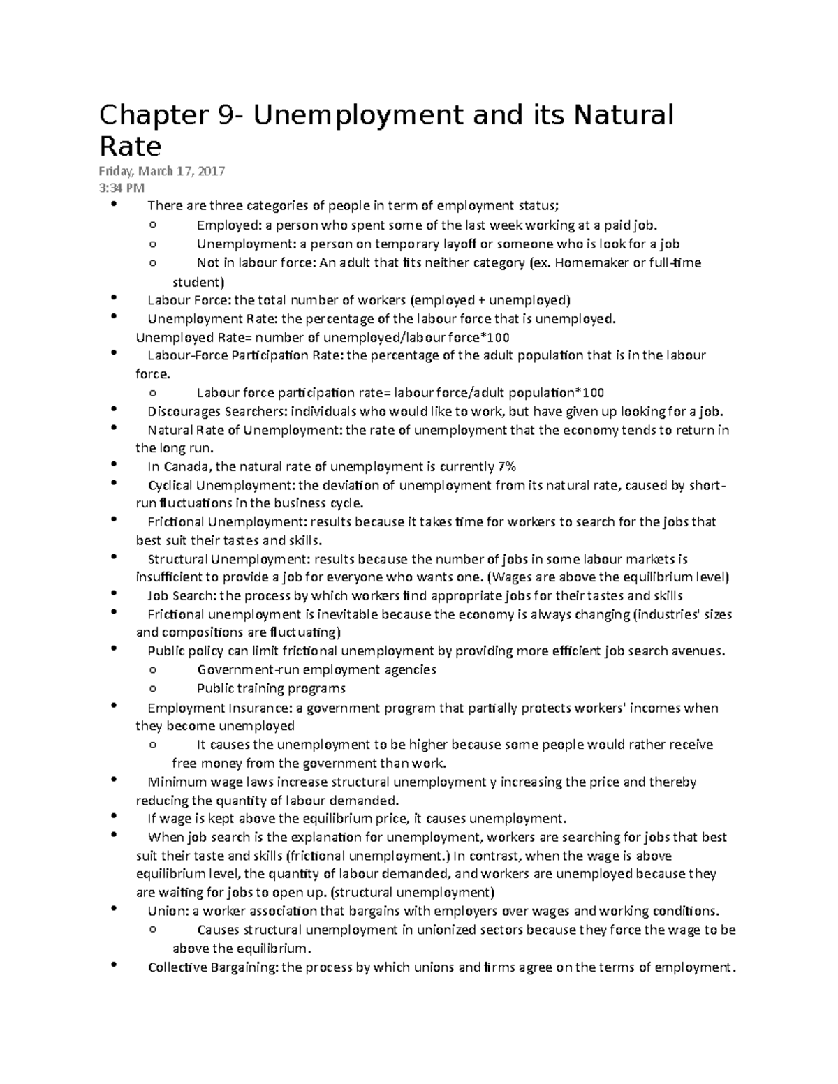 Chapter 9 - Kenneth Stewart - Chapter 9- Unemployment and its Natural ...