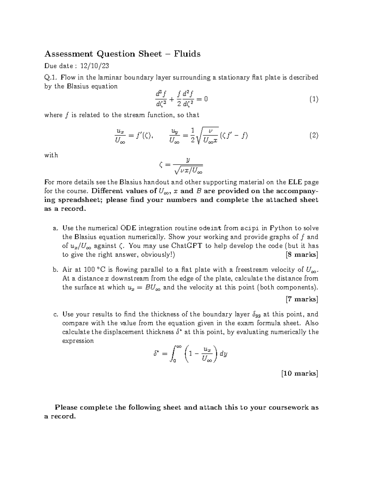 Driving Simulations Simulator - Assessment Question Sheet – Fluids Due ...