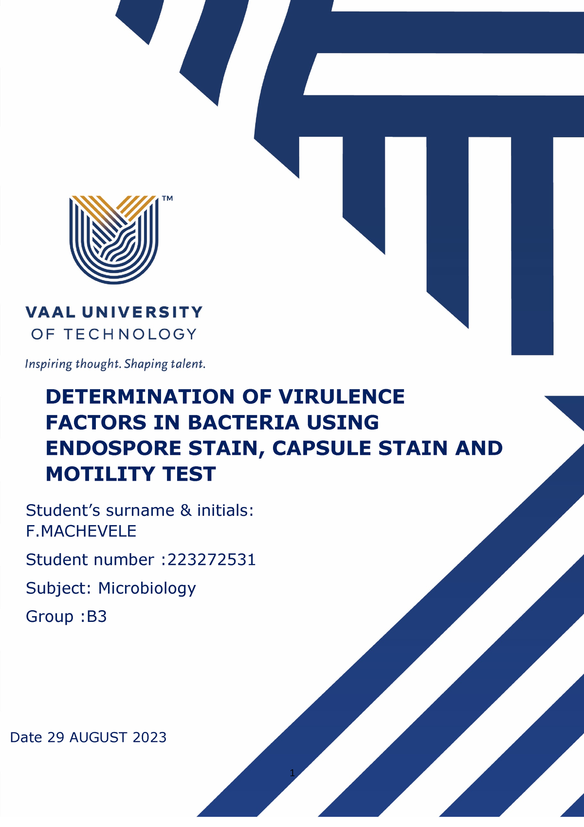 Floyd micro report - virulence - DETERMINATION OF VIRULENCE FACTORS IN