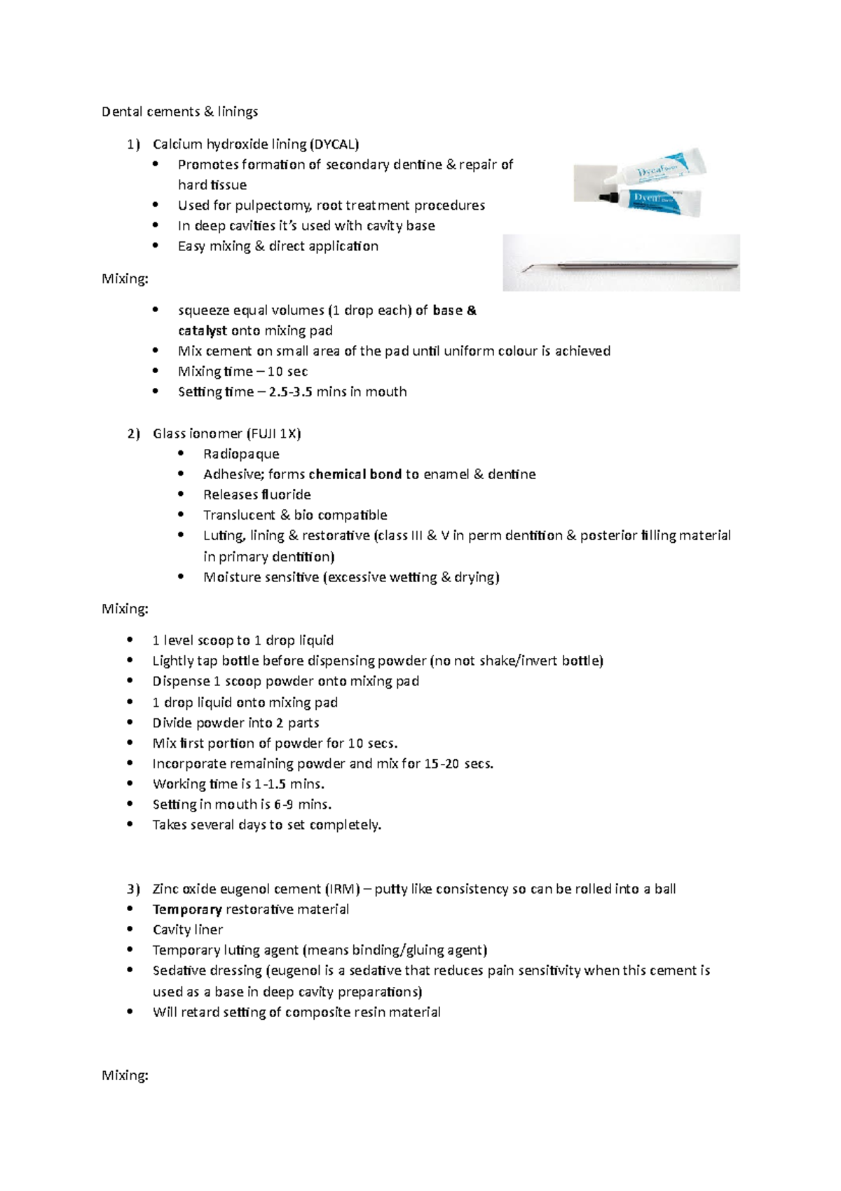 Dental cements 4 types compilation Dental cements &amp; linings 1